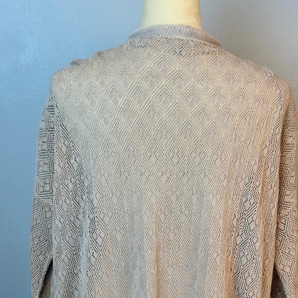 Knitted & Knotted Open Crochet Cardigan Taupe Small READ - Picture 4 of 10